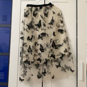 Shein 3D butterfly midi skirt cream and black